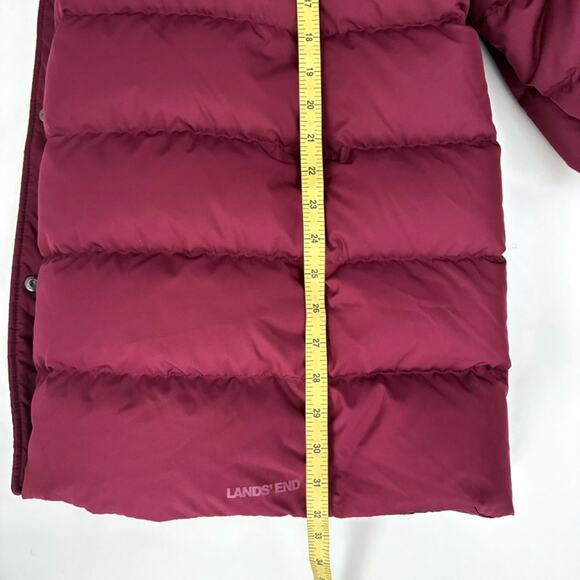 Lands' End Women's Wine Red Hooded Down Zip Puffer Coat - Plus 2X Petite - Picture 9 of 10